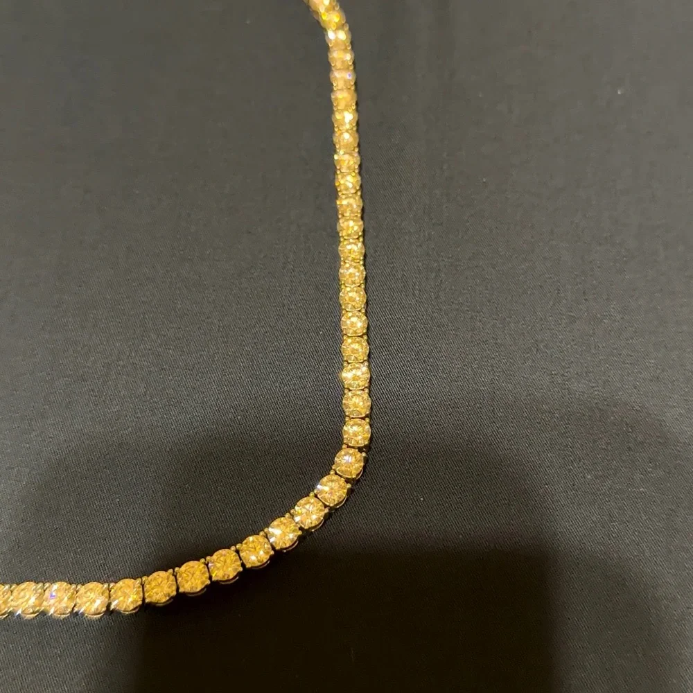 Moissanite Flawless Tennis Chain Necklace 20 Inch 5mm Stone Silver Plated